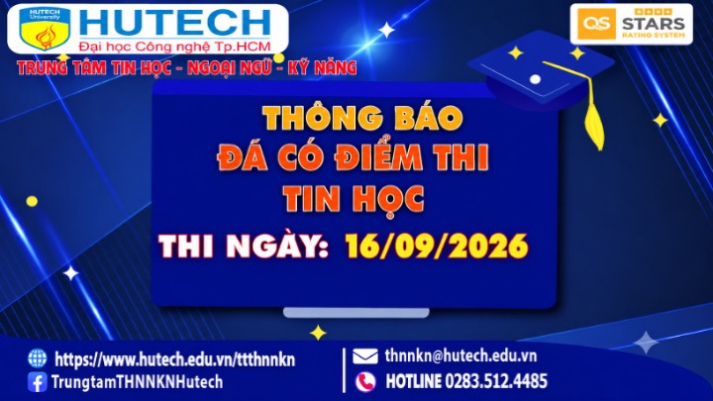 Thông báo đã có kết quả thi Tin học, thi ngày 16/09/2026. Thí sinh xem hướng dẫn để tra cứu 2