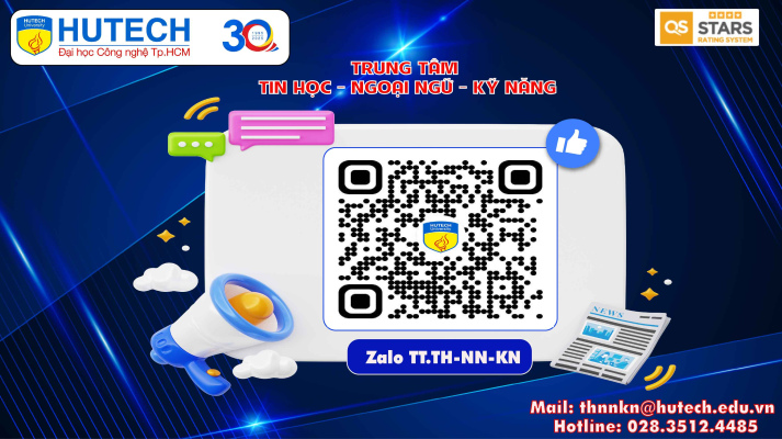 Thông báo dành cho HUTECH-ers! Ngoài website và Fanpage, Trung tâm Tin học – Ngoại ngữ – Kỹ năng đã có kênh Zalo chính thức: 2
