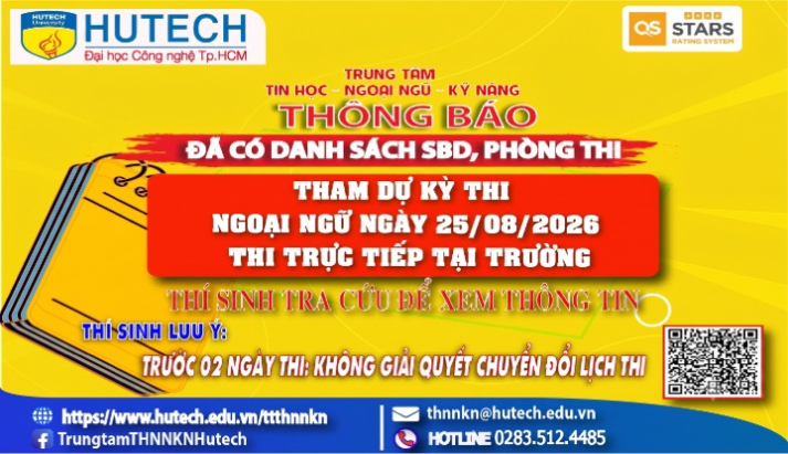 Đã có danh sách phòng thi, số bao danh Thi Ngoại ngữ, thi ngày 25/08 & 27/082026. Thi sinh tra cứu để biết thông tin 2
