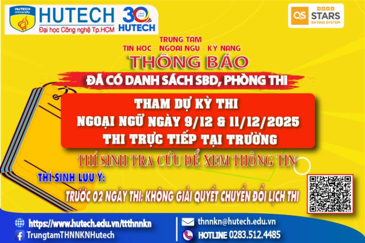 Đã có danh sách phòng thi, số bao danh Thi Ngoại ngữ, thi ngày 9/12&11/12/2025. Thi sinh tra cứu để biết thông tin 2
