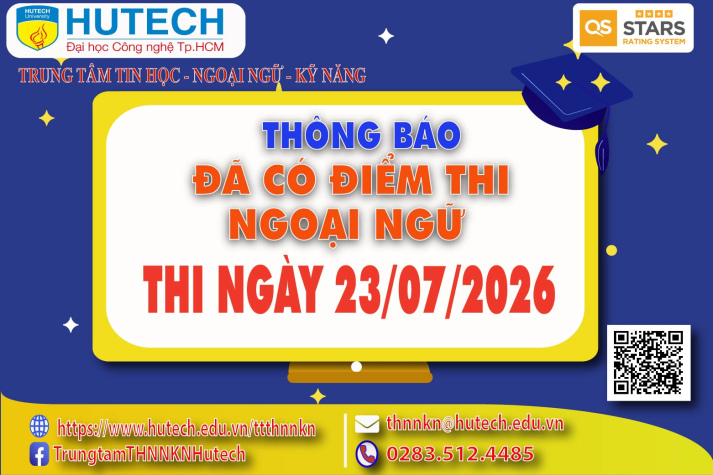 Thông báo đã có kết quả thi Ngoại ngữ, thi ngày 23/07/2026. Thí sinh tra cứu theo hướng dẫn 2