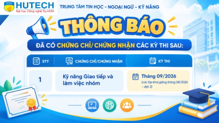 Thông báo đã có chứng chỉ/chứng nhận các kỳ thi cập nhật 15/09/2026 2