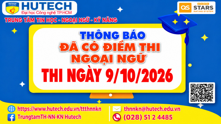 Thông báo đã có kết quả thi Ngoại ngữ, thi ngày 9/10/2026. Thí sinh tra cứu theo hướng dẫn 2