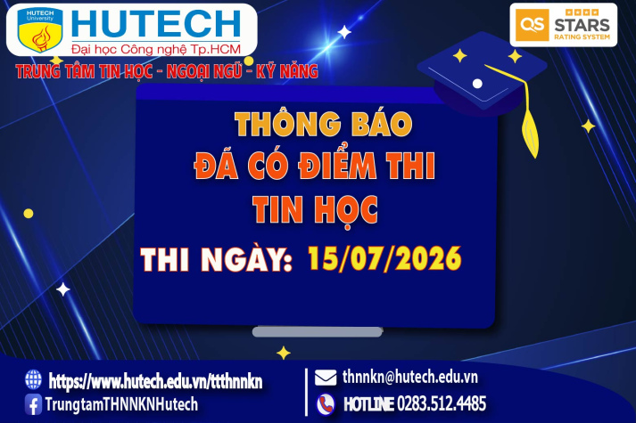 Thông báo đã có kết quả thi Tin học, thi ngày 15/07/2026. Thí sinh xem hướng dẫn để tra cứu 2
