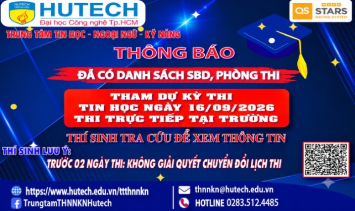 Đã có danh sách phòng thi, số bao danh Thi Tin học, thi ngày 16/09/2026. Thi sinh tra cứu để biết thông tin 2