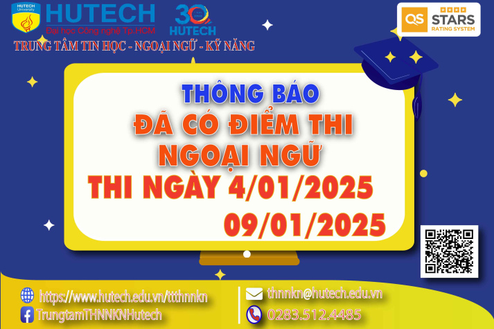 Thông báo đã có kết quả thi Ngoại ngữ, thi ngày 4/01&09/01/2025 2