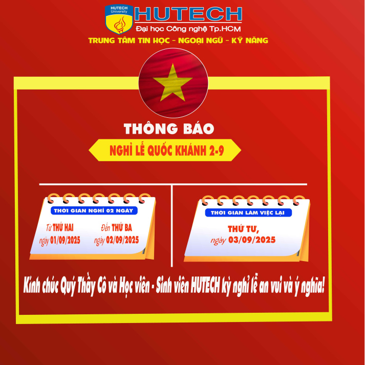 THÔNG BÁO NGHỈ LỄ QUỐC KHÁNH 2/9 2