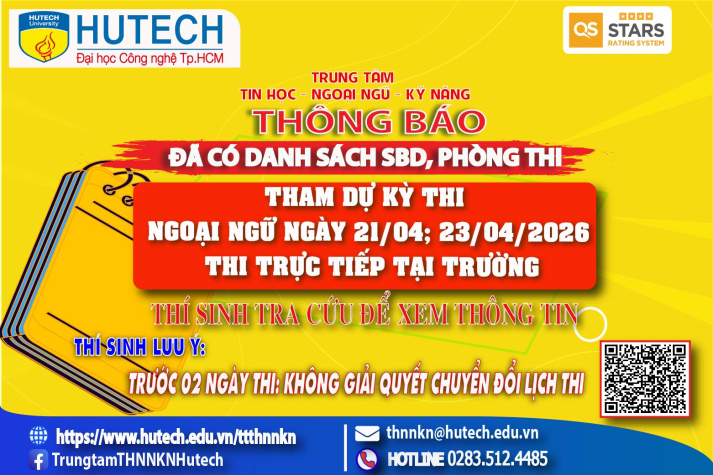 Đã có danh sách phòng thi, số bao danh Thi Ngoại ngữ, thi ngày 21/04;23/04/2026. Thi sinh tra cứu để biết thông tin 2