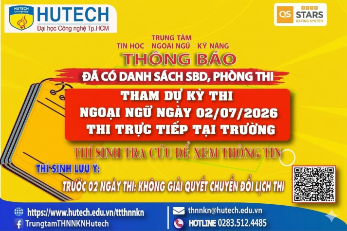 Đã có danh sách phòng thi, số bao danh Thi Ngoại ngữ, thi ngày 2/07/2026. Thi sinh tra cứu để biết thông tin 2