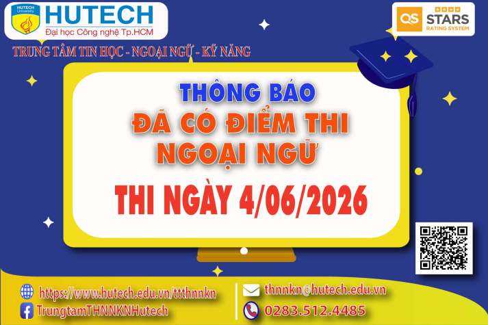 Thông báo đã có kết quả thi Ngoại ngữ, thi ngày 4/06/2026. Thí sinh tra cứu theo hướng dẫn 2