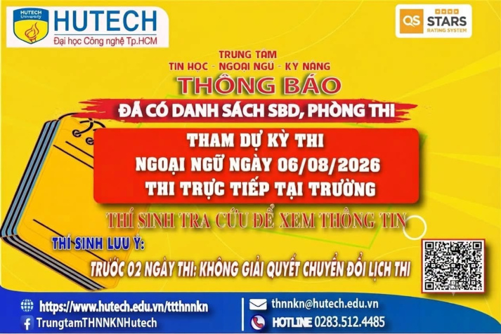 Đã có danh sách phòng thi, số bao danh Thi Ngoại ngữ, thi ngày 1/08/2026. Thi sinh tra cứu để biết thông tin 2