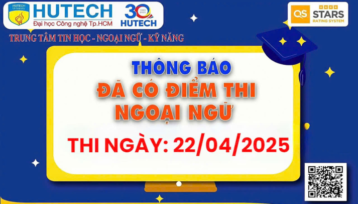 Thông báo đã có kết quả thi Ngoại ngữ, thi ngày 22/04/2025.Thí sinh tra cứu theo hướng dẫn 2