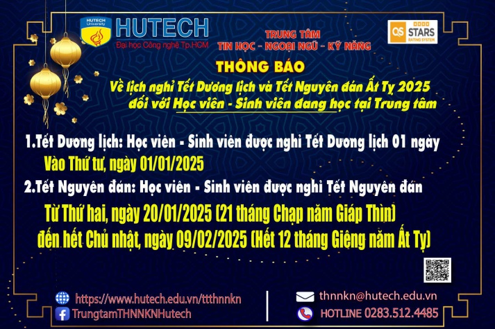 Thông báo lịch nghỉ Tết Dương lịch và nghỉ tết Nguyên đán Ất Tỵ 2025 2