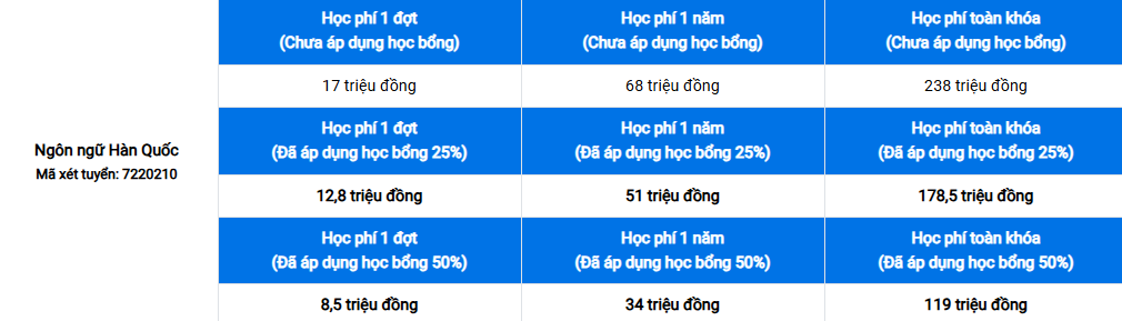 Học phí ngành Ngôn ngữ Hàn Quốc là bao nhiêu? 29