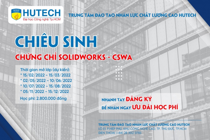 Chiêu sinh Chứng chỉ SolidWorks - CSWA Năm 2022 2