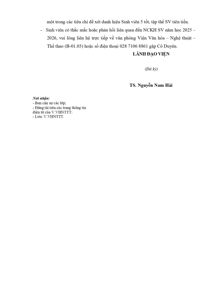 Thông báo V/v đăng ký đề tài Sinh viên nghiên cứu Khoa học năm học 2025 – 2026 5