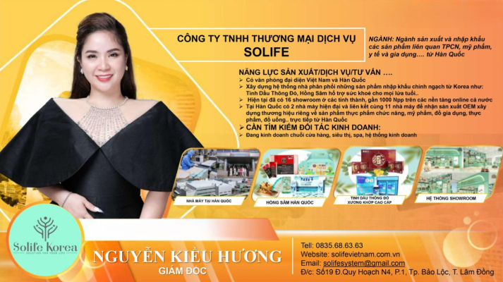 Ms. Nguyễn Kiều Hương - Giám Đốc Công Ty TNHH Thương Mại Dịch Vụ Solife 6