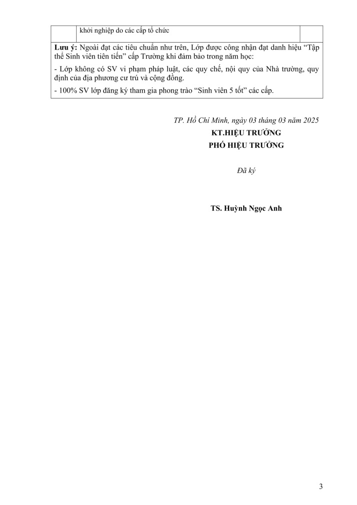746/TB-ĐKC ban hành hệ thống tiêu chí "Tập thể sinh viên tiên tiến" cấp Trường 6