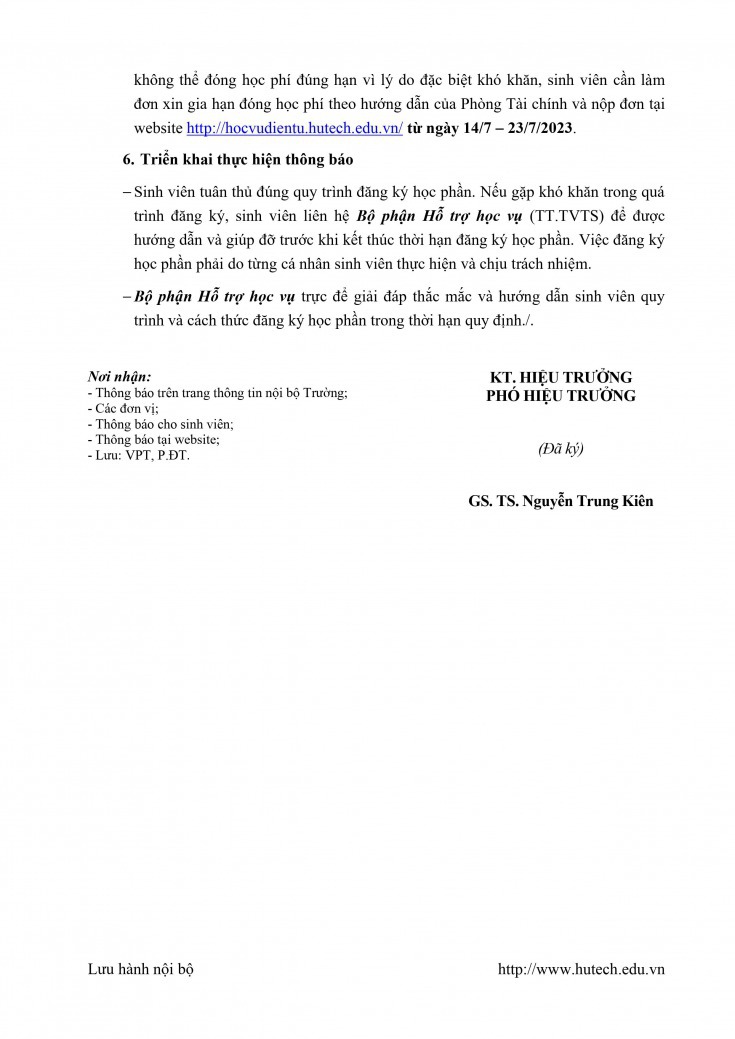 THÔNG BÁO Đăng ký học phần, đóng học phí Học kỳ 1 năm học 2023-2024 10