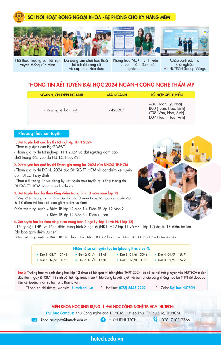 Brochure ngành Công nghệ Thẩm mỹ HUTECH 8