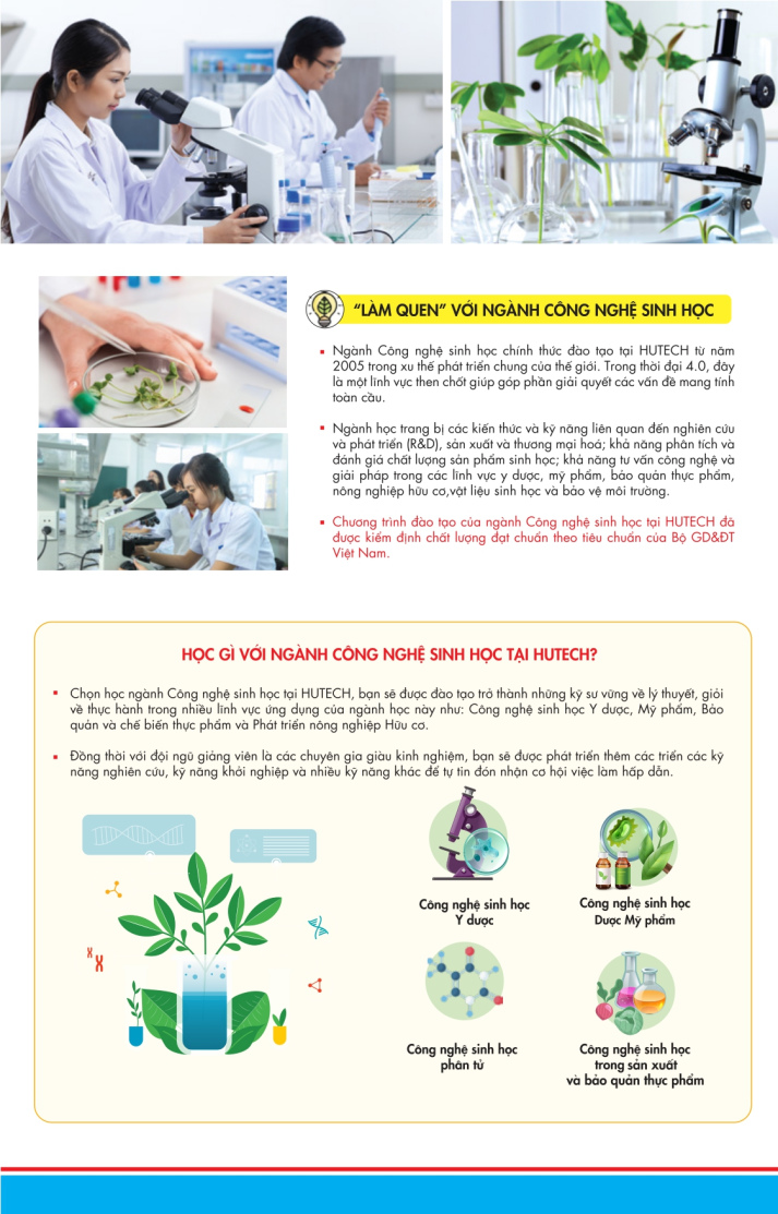 Brochure ngành Công nghệ Sinh học HUTECH 4