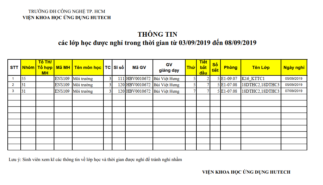 TB các lớp học được nghỉ trong thời gian từ 03/09/2019 đến 08/09/2019 (HK1 - NH:2019 -2020) 5