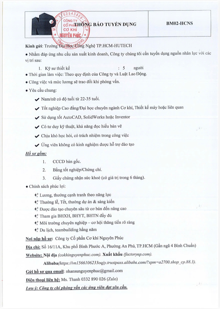 Công ty Cổ phần Cơ khí Nguyên Phúc 3