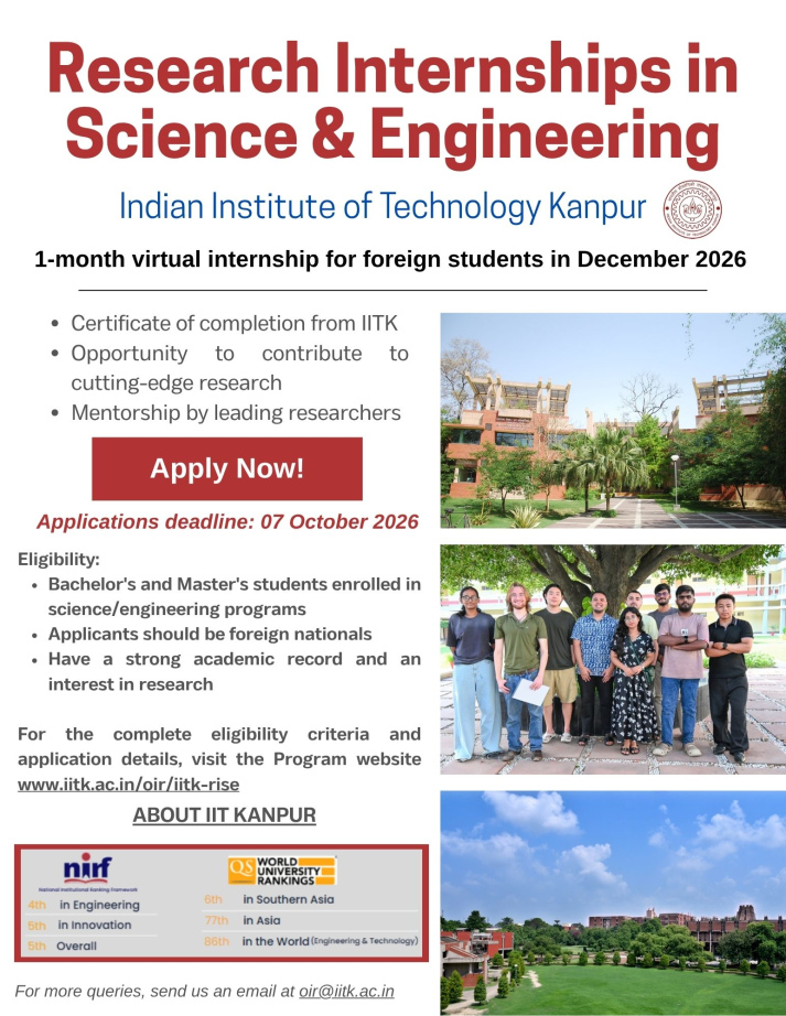 Apply Now: Virtual Winter Internships at the Indian Institute of Technology Kanpur, India 2