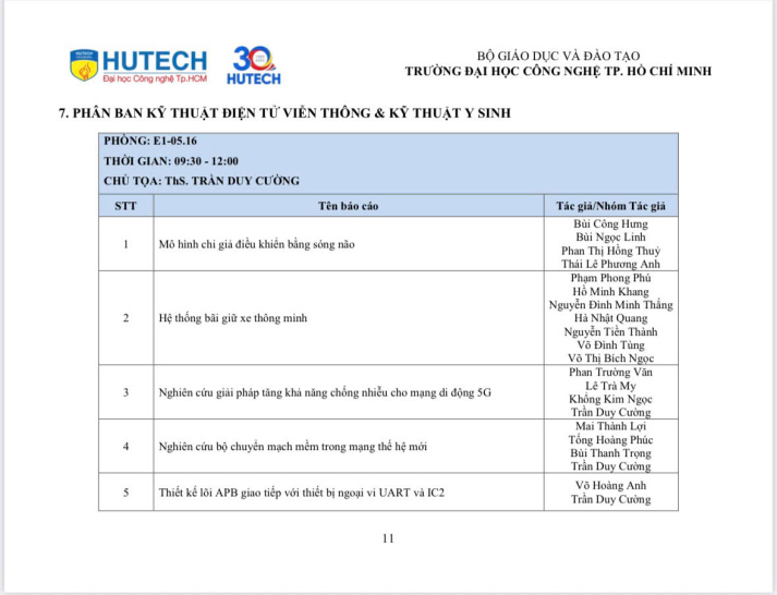 CHƯƠNG TRÌNH HỘI NGHỊ  SINH VIÊN NGHIÊN CỨU KHOA HỌC HUTECH 2025 37