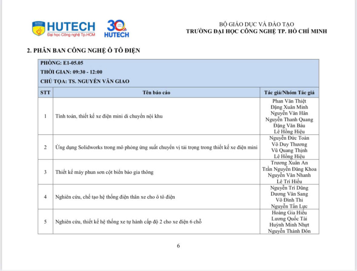 CHƯƠNG TRÌNH HỘI NGHỊ  SINH VIÊN NGHIÊN CỨU KHOA HỌC HUTECH 2025 27