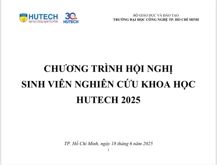 CHƯƠNG TRÌNH HỘI NGHỊ  SINH VIÊN NGHIÊN CỨU KHOA HỌC HUTECH 2025 17