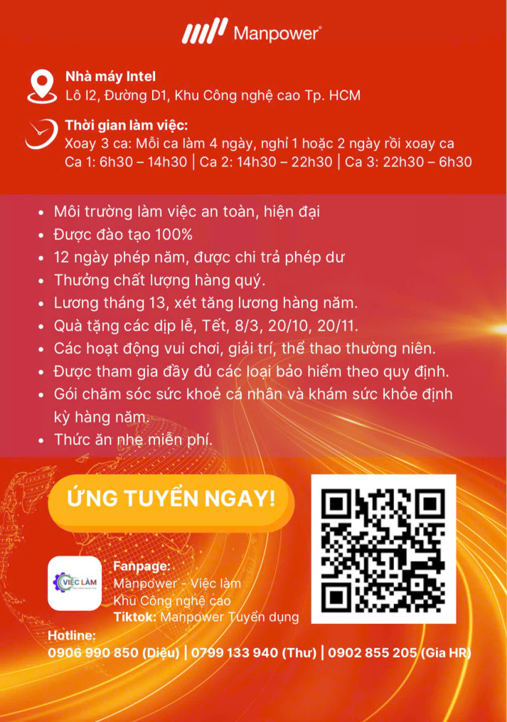 Công ty TNHH Manpower Việt Nam tuyển dụng 6