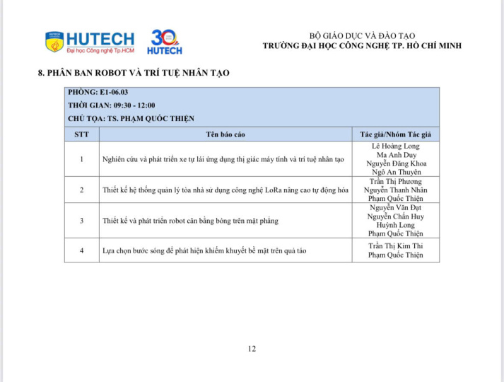 CHƯƠNG TRÌNH HỘI NGHỊ  SINH VIÊN NGHIÊN CỨU KHOA HỌC HUTECH 2025 39
