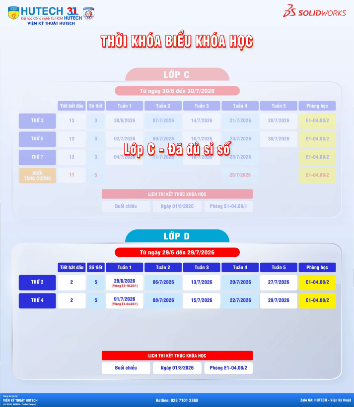 VKT_Thông báo khai giảng lớp ngắn hạn SolidWorks Quốc tế tháng 07/2026 (Chứng chỉ điều kiện tin học) 4