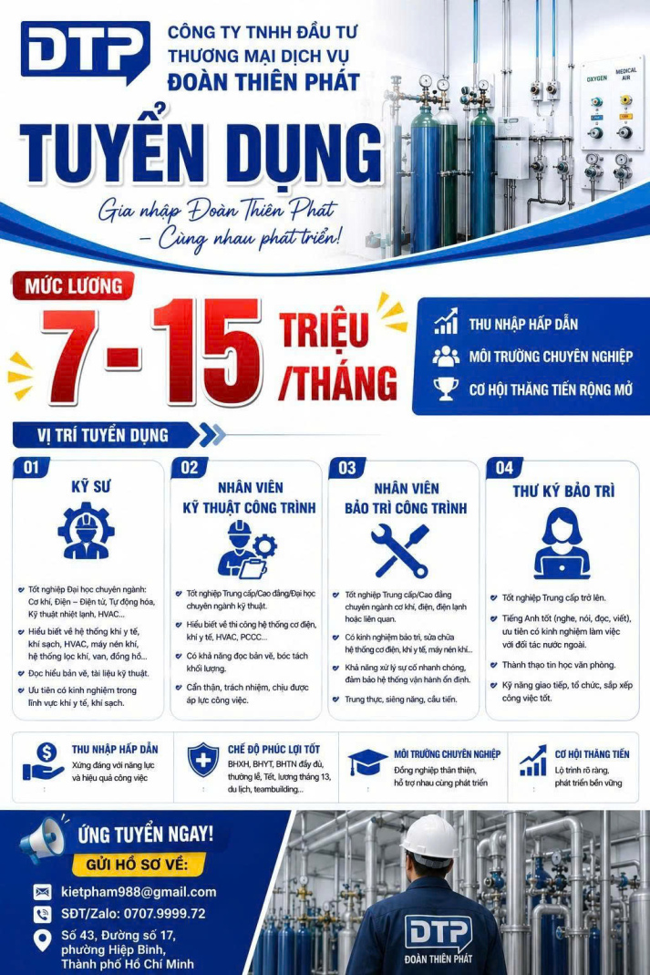CÔNG TY TNHH ĐẦU TƯ THƯƠNG MẠI DỊCH VỤ ĐOÀN THIÊN PHÁT TUYỂN DỤNG 3