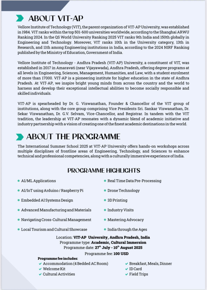 INTERNATIONAL SUMMER SCHOOL 2025 - VIT-AP UNIVERSITY 40