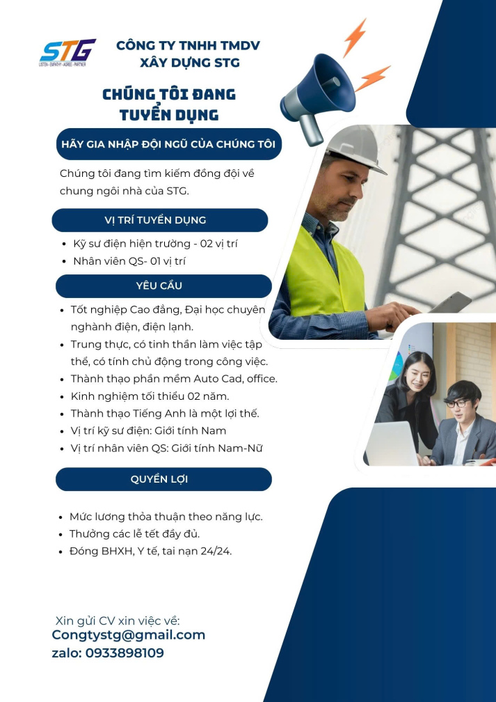 CÔNG TY TNHH TMDV XÂY DỰNG STG TUYỂN DỤNG 2