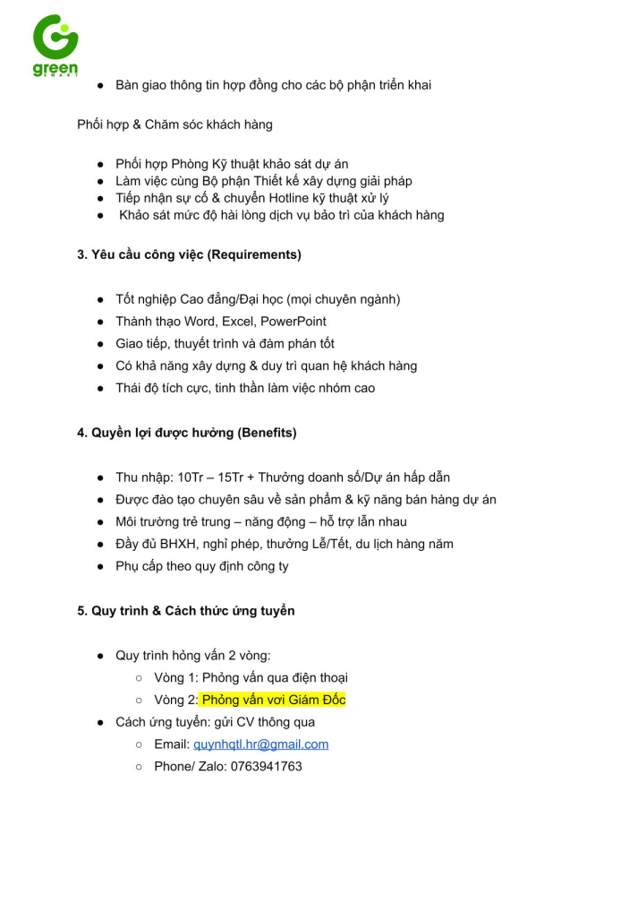 CÔNG TY CỔ PHẦN GIẢI PHÁP CÔNG NGHỆ GREEN SMART TUYỂN DỤNG NHÂN VIÊN KINH DOANH (B2B - GIẢI PHÁP CÔNG NGHỆ) TẠI TÂN BÌNH, TP.HCM 3