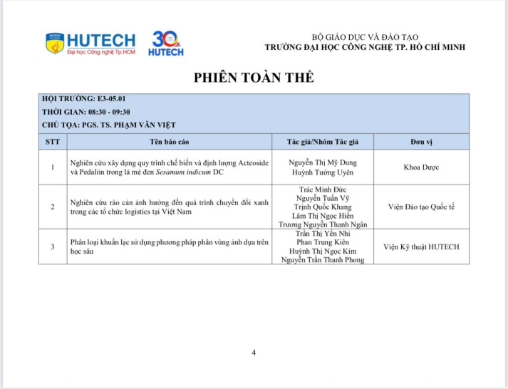 CHƯƠNG TRÌNH HỘI NGHỊ  SINH VIÊN NGHIÊN CỨU KHOA HỌC HUTECH 2025 23
