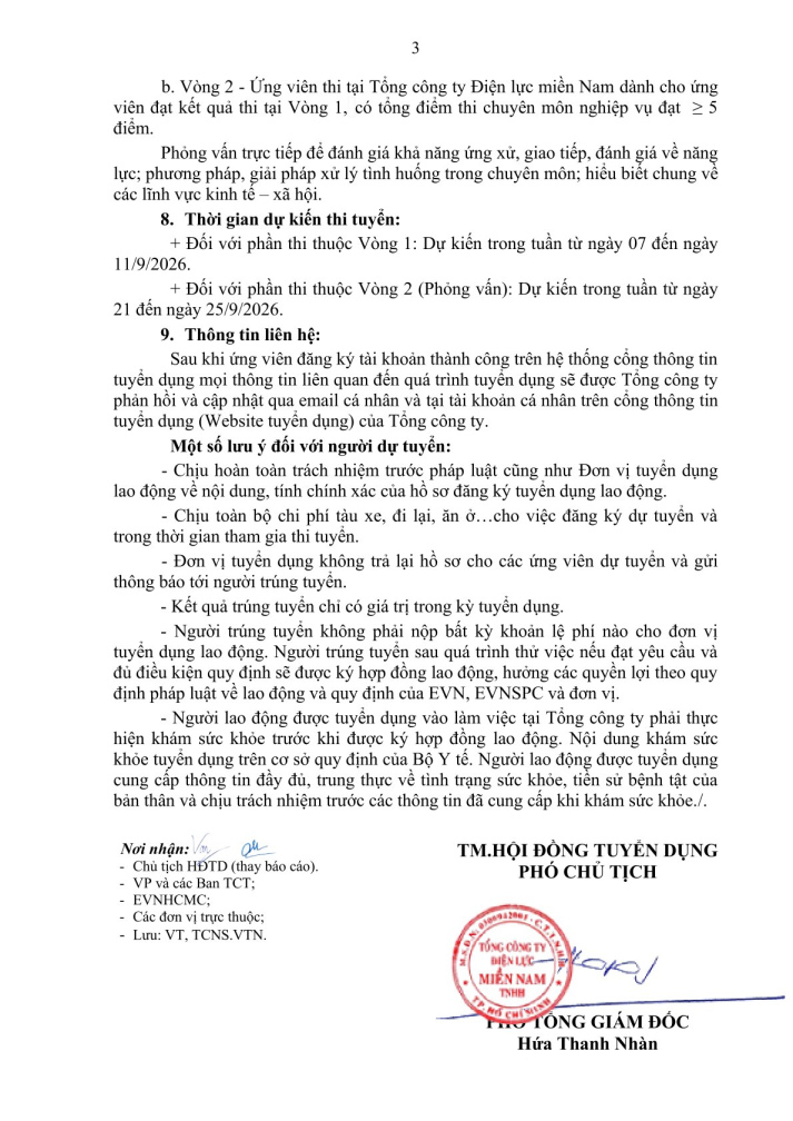 TỔNG CÔNG TY ĐIỆN LỰC MIỀN NAM TUYỂN DỤNG 6