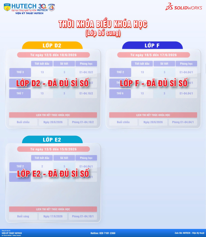 Thông báo khai giảng lớp ngắn hạn SolidWorks Quốc tế tháng 05/2026 (Chứng chỉ điều kiện tin học) 5