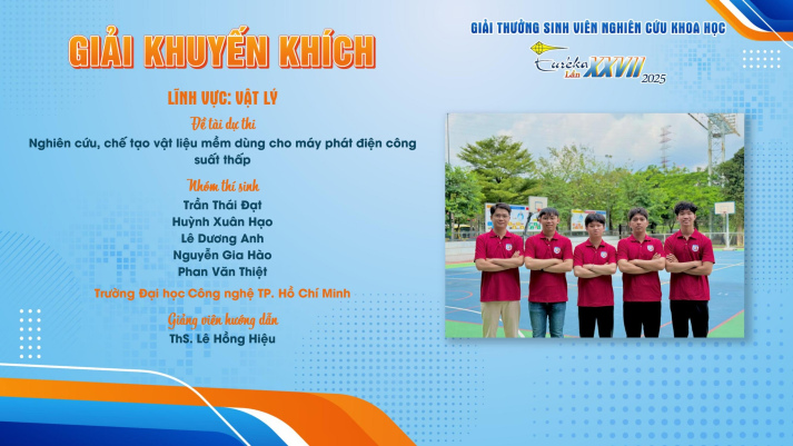 VINH DANH NHỮNG NHÀ NGHIÊN CỨU TRẺ CỦA VIỆN KỸ THUẬT HUTECH TẠI GIẢI THƯỞNG SINH VIÊN NGHIÊN CỨU KHOA HỌC EURÉKA LẦN XXVII! 24