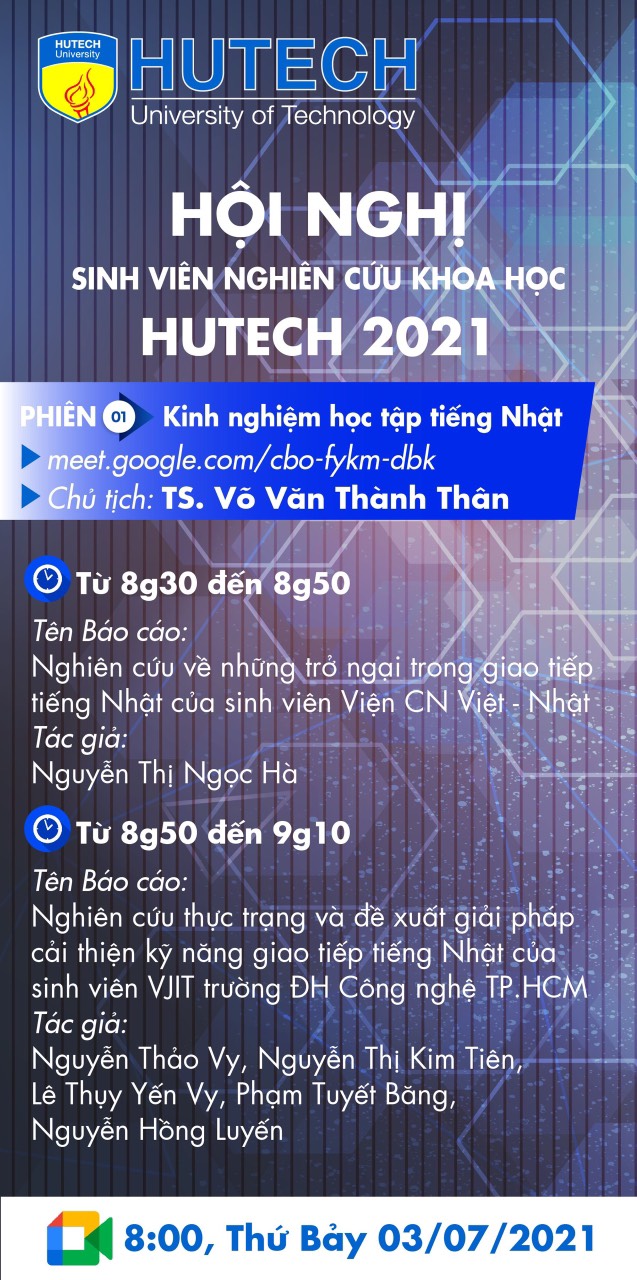 Hội nghị sinh viên nghiên cứu khoa học HUTECH 2021 - Tiểu ban Viện Công nghệ Việt - Nhật 35