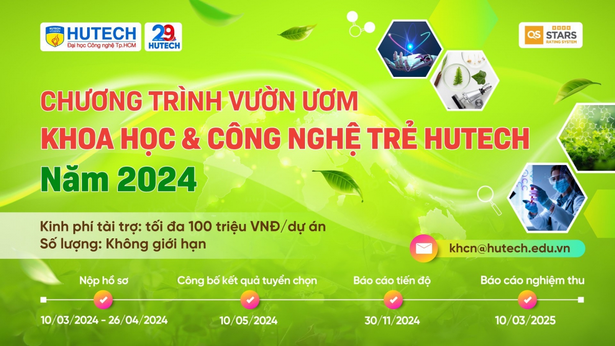 Chương trình “Vườn ươm Khoa học và Công nghệ trẻ HUTECH” năm 2024 nhận ...