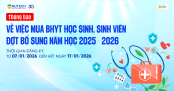 Thông báo mua Bảo hiểm y tế - Đợt bổ sung năm học 2025-2026 (11 tháng): Từ nay đến 17/01/2026