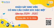 Tiếp nhận khảo sát sinh viên có nhu cầu cần chăm sóc đặc biệt năm học 2024-2025 đến hết ngày 18/12