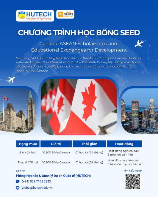CHƯƠNG TRÌNH HỌC BỔNG SEED (CANADA–ASEAN SCHOLARSHIPS AND EDUCATIONAL EXCHANGES FOR DEVELOPMENT)
